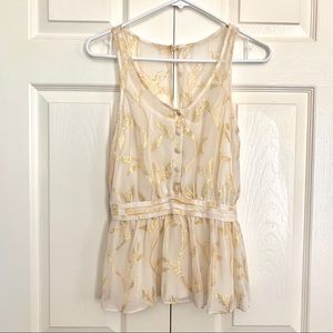 Anthropologie Gold Lamé Blouse